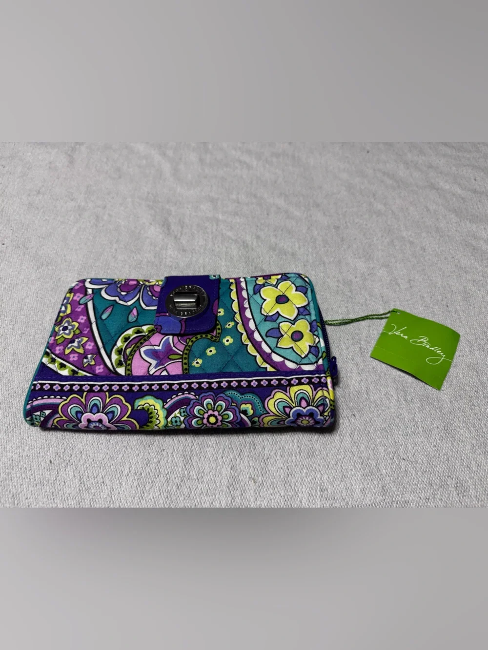 Vera Bradley Purple Teal Floral Paisley Quilted Wallet Phone Case